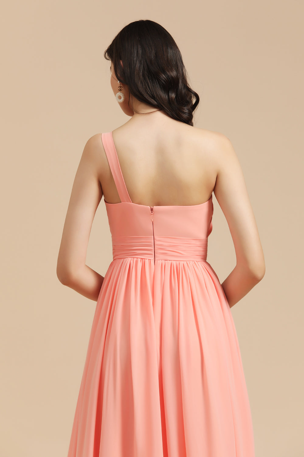 Stunning One-Shoulder Sleeveless Floor-Length Chiffon A-Line Bridesmaid Dresses with Ruffles