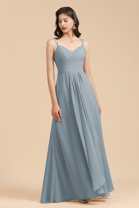 Gorgeous A-Line Spaghetti Straps Sleeveless Floor-Length Chiffon Bridesmaid Dresses