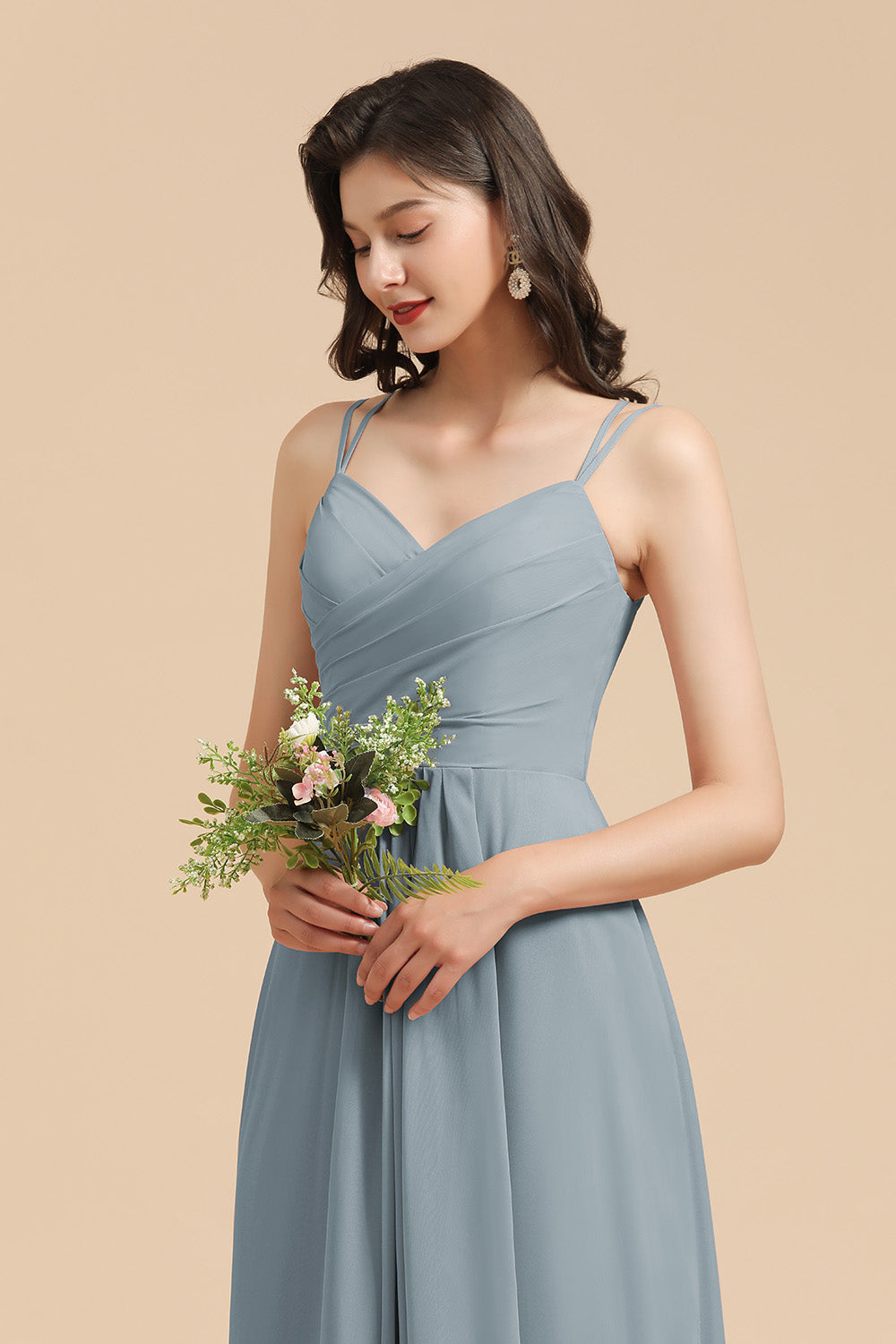 Gorgeous A-Line Spaghetti Straps Sleeveless Floor-Length Chiffon Bridesmaid Dresses