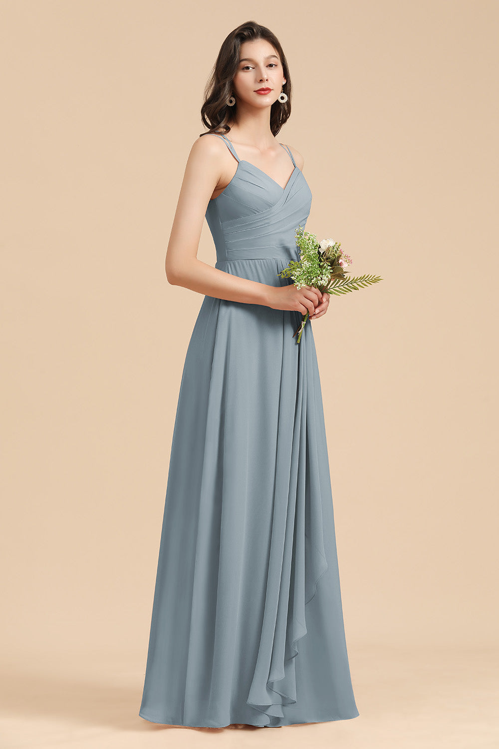 Gorgeous A-Line Spaghetti Straps Sleeveless Floor-Length Chiffon Bridesmaid Dresses