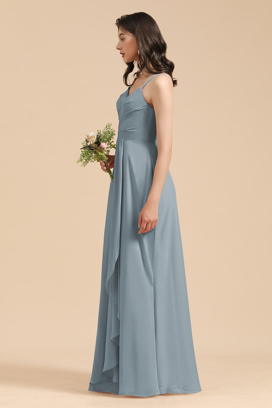 Gorgeous A-Line Spaghetti Straps Sleeveless Floor-Length Chiffon Bridesmaid Dresses