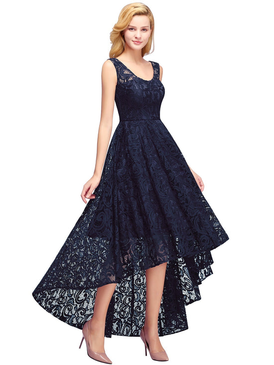 Gorgeous Lace Scoop Sleeveless Prom Party Dress