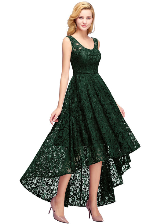 Gorgeous Lace Scoop Sleeveless Prom Party Dress