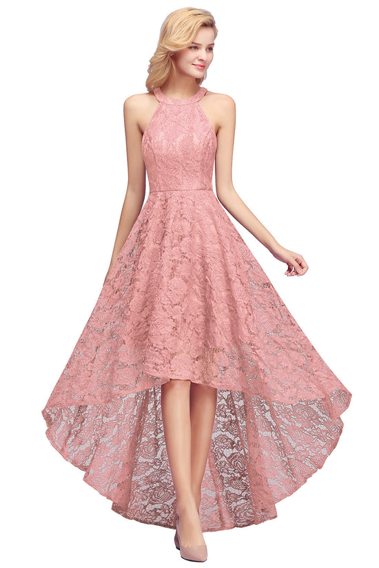 Vintage Sleeveless Scoop Lace Hi-Lo Prom Dress Online