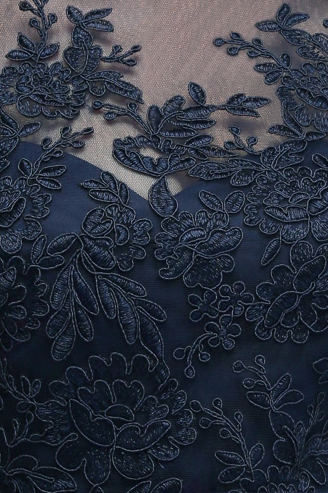 Amazing A-Line Half Sleeves Appliqued Tulle Floor Length Prom Dresses With Slit