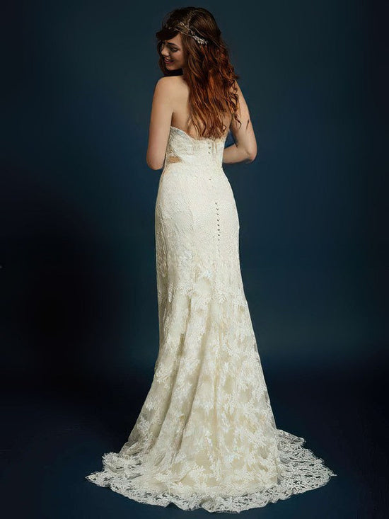 Mermaid Sweetheart Lace Wedding Dresses with Trumpet Sweep Train