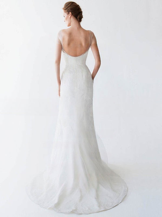 Mermaid Sweetheart Tulle Sweep Train Wedding Dress with Appliques Lace