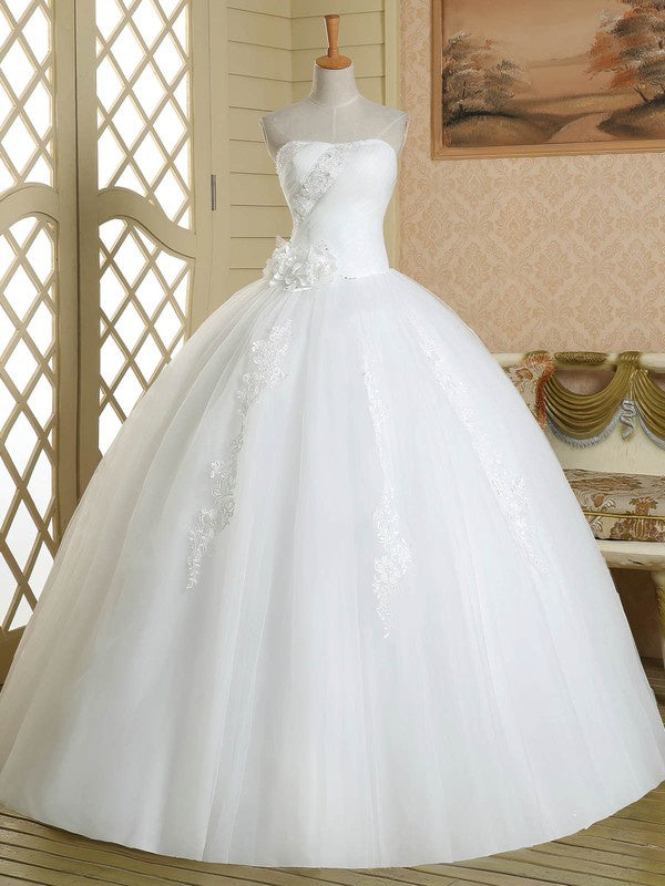 Beaded Floor-length Ball Gown Wedding Dress