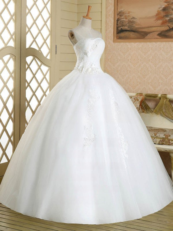 Beaded Floor-length Ball Gown Wedding Dress