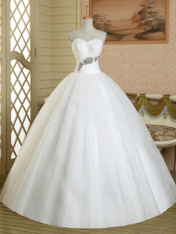 Beaded Sweetheart Tulle Ball Gown Wedding Dress