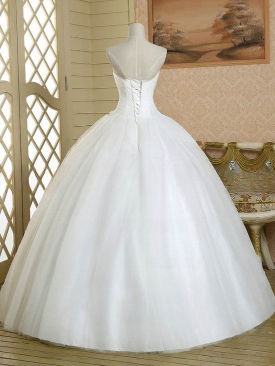 Beaded Sweetheart Tulle Ball Gown Wedding Dress