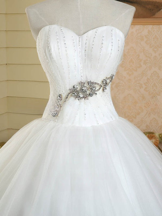 Beaded Sweetheart Tulle Ball Gown Wedding Dress