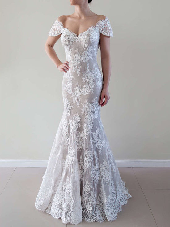 Mermaid Off-the-shoulder Lace Wedding Dresses With Appliques Lace for Your Special Day