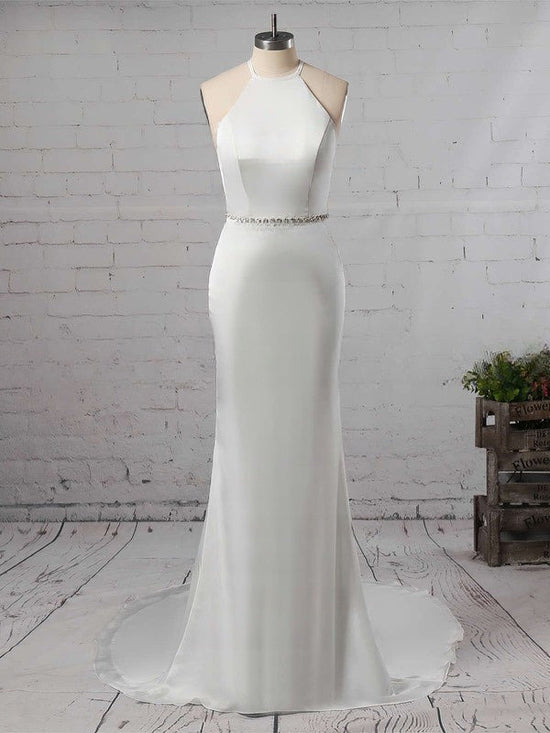 Trumpet/Mermaid Scoop Neck Chiffon Wedding Dress With Sashes/Ribbons