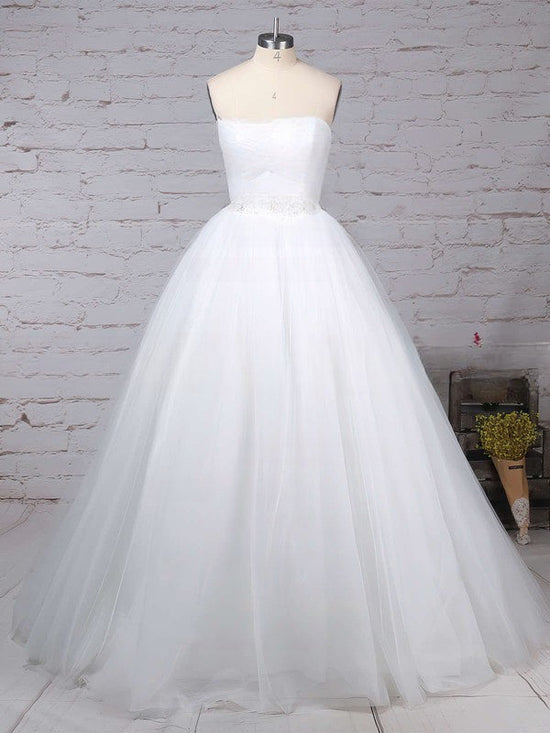 Sweetheart Tulle Sweep Train Wedding Dress with Sashes/Ribbons