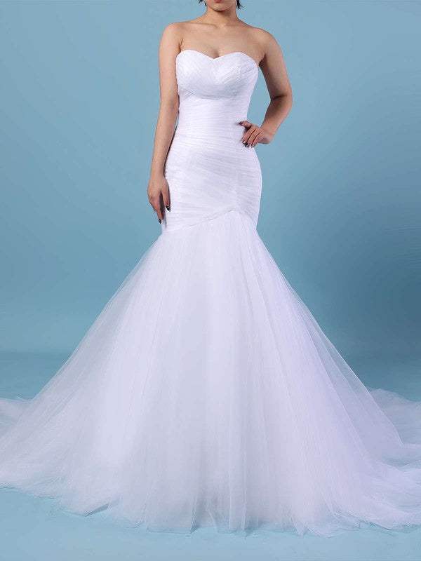 Ruffled Sweetheart Trumpet/Mermaid Tulle Wedding Dress