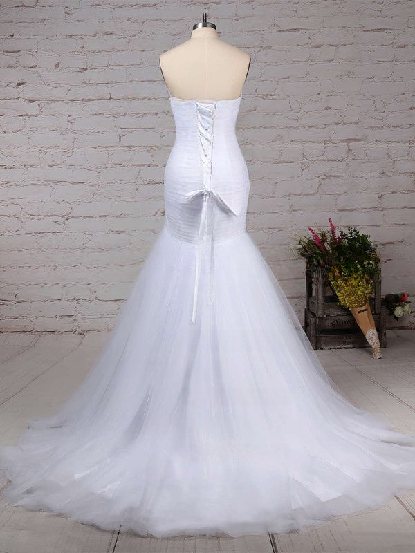 Ruffled Sweetheart Trumpet/Mermaid Tulle Wedding Dress