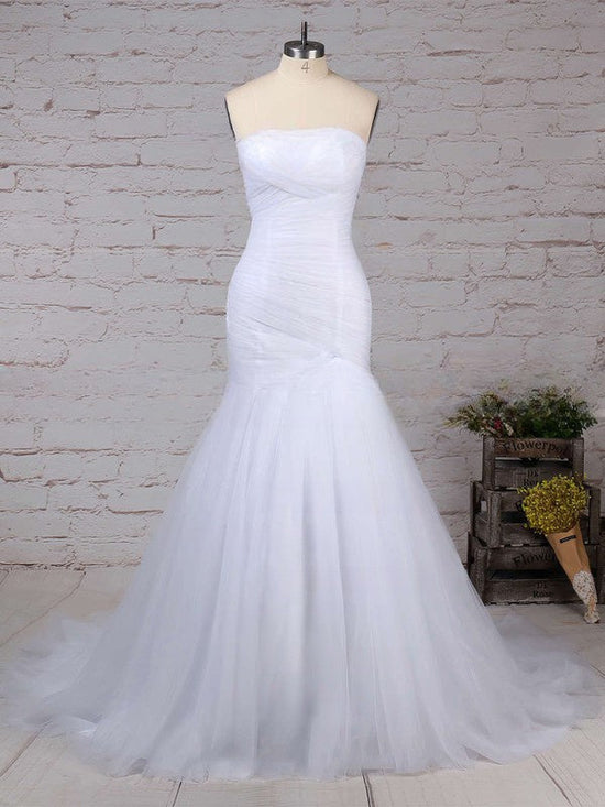 Ruffled Sweetheart Trumpet/Mermaid Tulle Wedding Dress