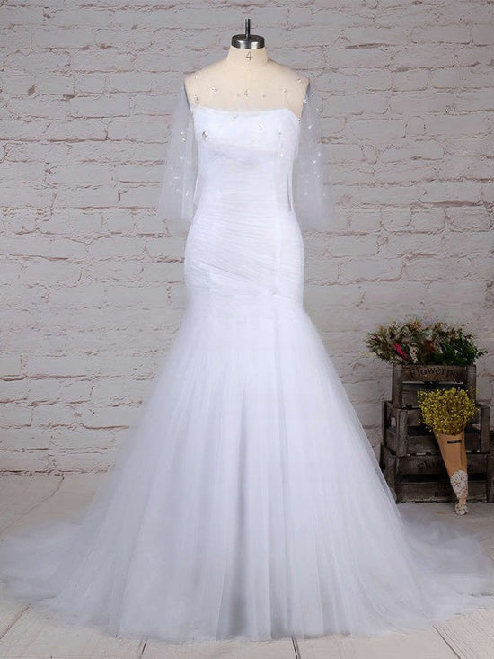 Ruffled Sweetheart Trumpet/Mermaid Tulle Wedding Dress