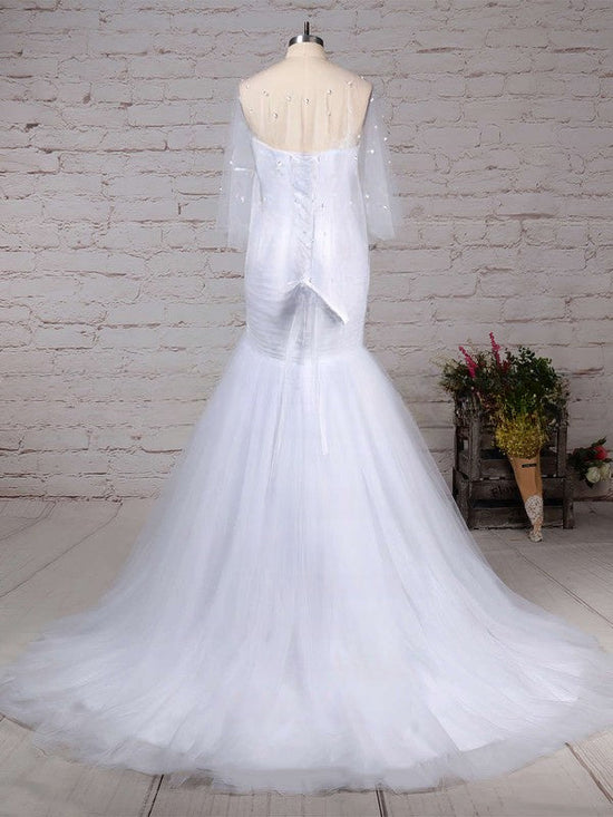 Ruffled Sweetheart Trumpet/Mermaid Tulle Wedding Dress