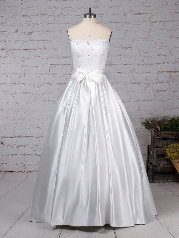 Sweetheart Satin Floor-length Wedding Dresses with Pockets - Ball Gown