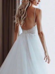 Beaded Sweetheart Tulle Ball Gown Wedding Dress with Sweep Train