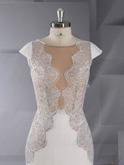 Trumpet/Mermaid Illusion Stretch Crepe Wedding Dress with Split Front and Sweep Train