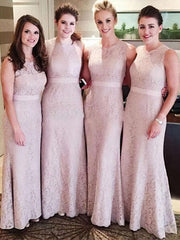 Lace Sashes Sheath Bridesmaid Dresses for Prom