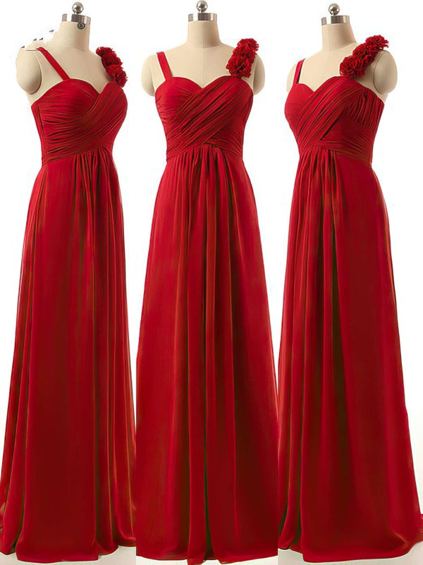 Newest Bridesmaid A-line Dresses in Burgundy and Sweetheart Chiffon Ruffles