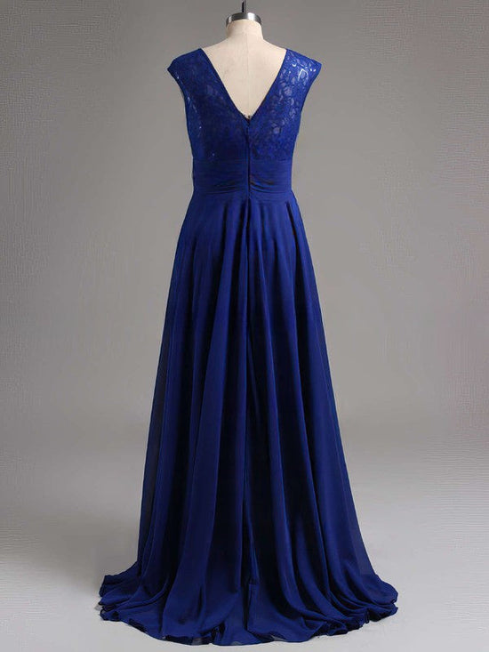 Gorgeous Scoop Neck Lace Chiffon Ruched Floor-length Bridesmaid Dresses