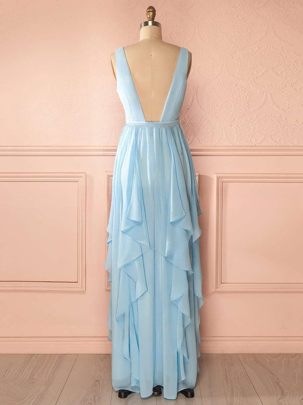 Beautiful Bridesmaid Dresses - A-line V-neck Chiffon Floor-length with Sashes / Ribbons