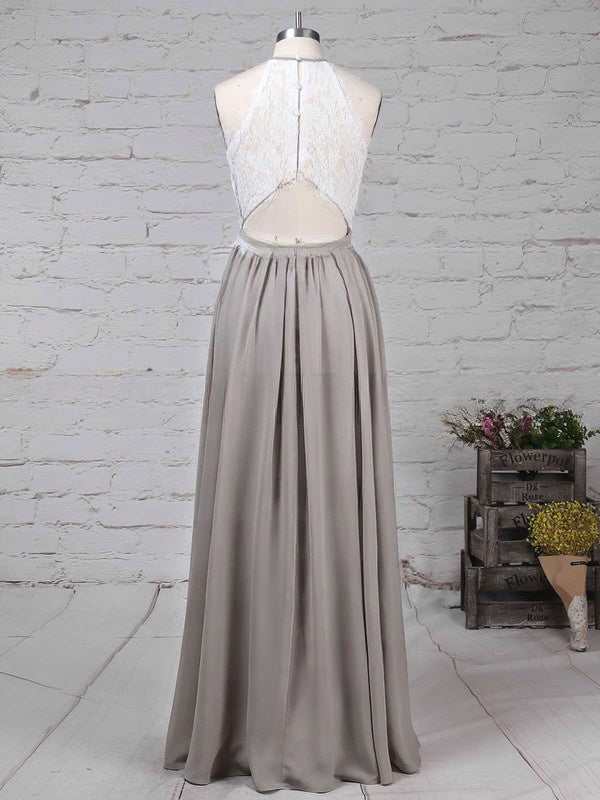 Elegant Lace Chiffon Scoop Neck A-line Floor-length Sashes/Ribbons Bridesmaid Dresses