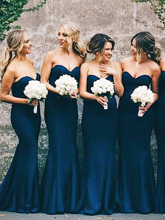 Silk-like Satin Sweetheart Trumpet/Mermaid Floor-length Bridesmaid Dresses