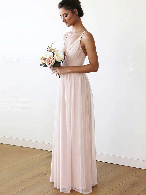 Chiffon V-neck A-line Floor-length Bridesmaid Dress