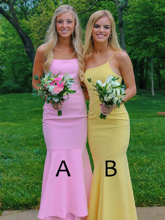 Silk-like Satin Trumpet/Mermaid Floor-length Bridesmaid Dresses with Square Neckline