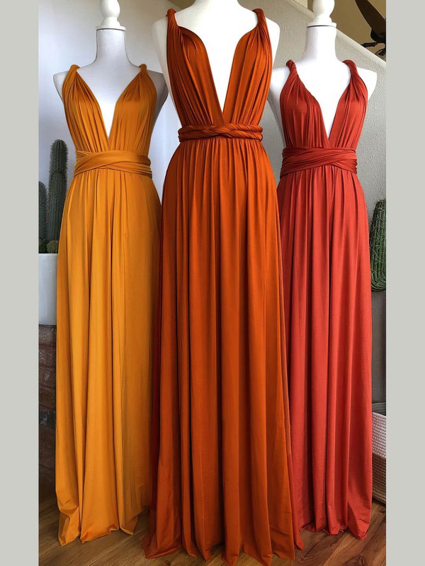 Silk-like Satin V-neck A-line Sweep Train Bridesmaid Dresses