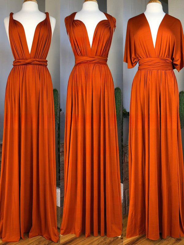 Silk-like Satin V-neck A-line Sweep Train Bridesmaid Dresses