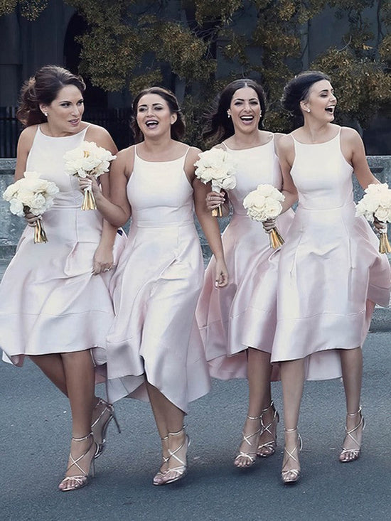 Silk-like Satin A-line Tea-length Bridesmaid Dresses for Your Special Occasion