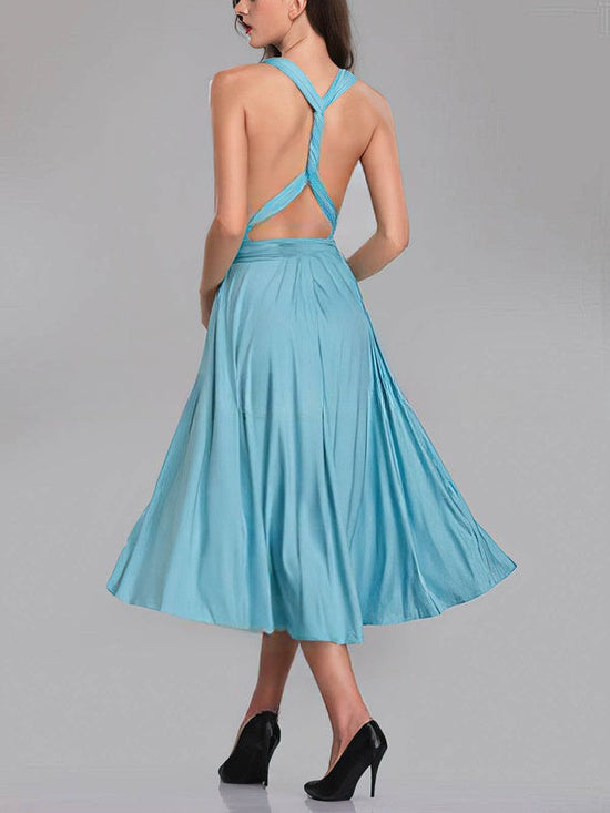 A-line V-neck Bridesmaid Dresses With Sashes / Ribbons for the Perfect Tea-length Look