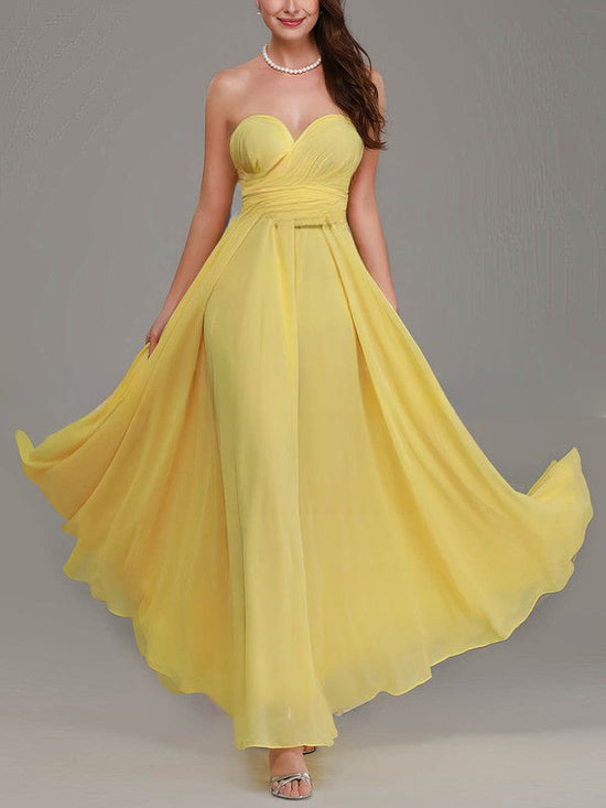 A-line Sweetheart Chiffon Bridesmaid Dresses with Sashes/Ribbons and Ankle-length Hemline