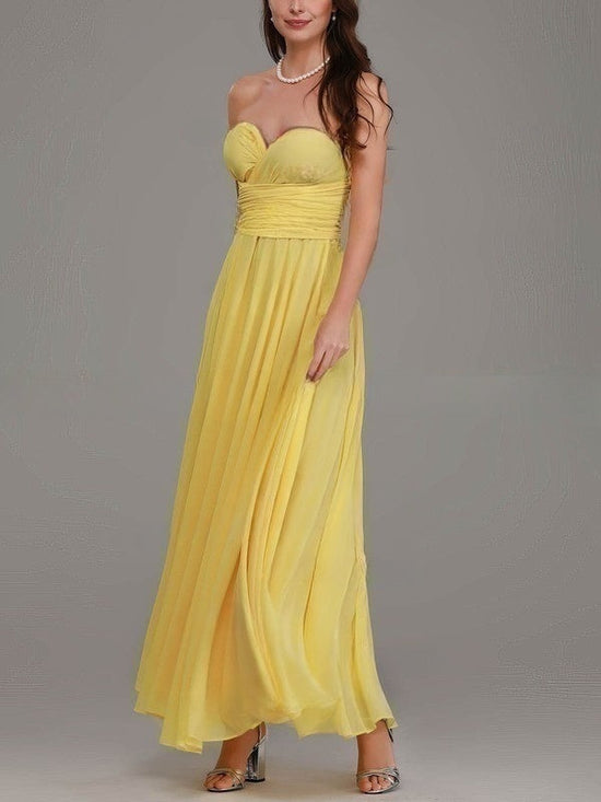 A-line Sweetheart Chiffon Bridesmaid Dresses with Sashes/Ribbons and Ankle-length Hemline