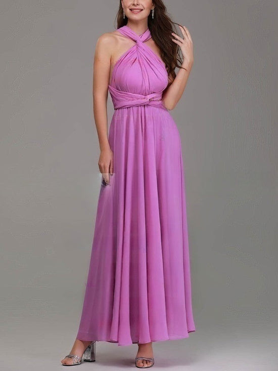 A-line V-neck Chiffon Ankle-length Bridesmaid Dresses