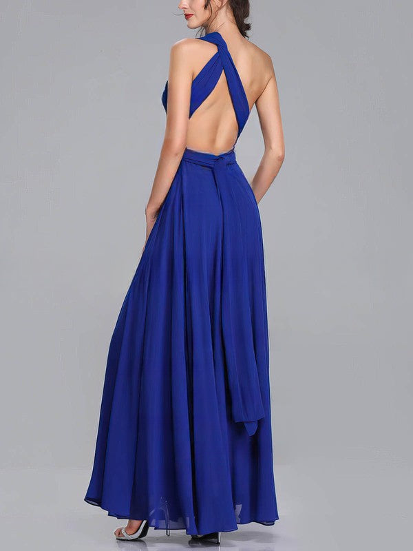 A-line One Shoulder Chiffon Ankle-length Bridesmaid Dresses with Sashes / Ribbons