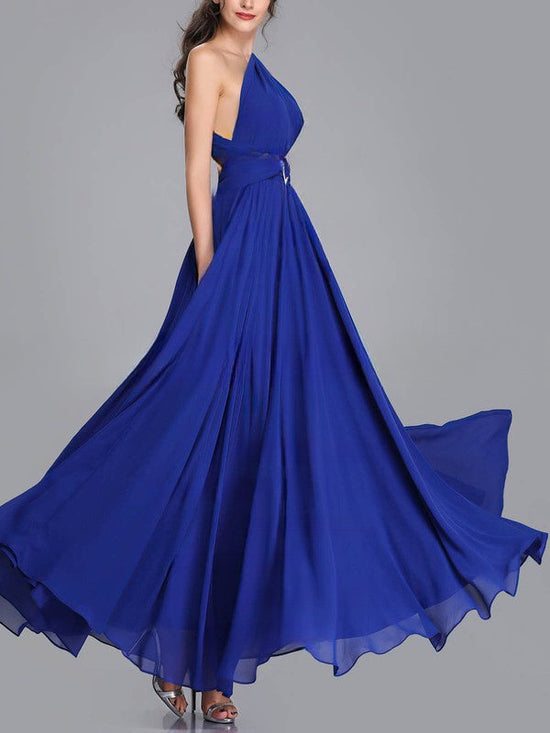 A-line One Shoulder Chiffon Ankle-length Bridesmaid Dresses with Sashes / Ribbons