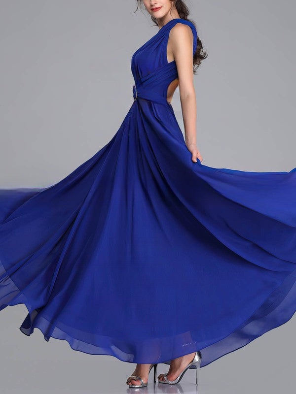 A-line One Shoulder Chiffon Ankle-length Bridesmaid Dresses with Sashes / Ribbons