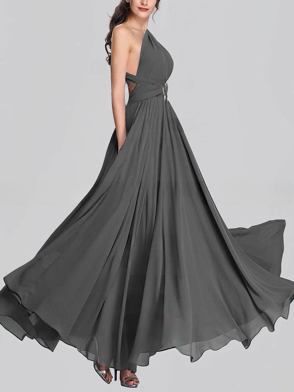 A-line One Shoulder Chiffon Ankle-length Bridesmaid Dress With Sashes / Ribbons