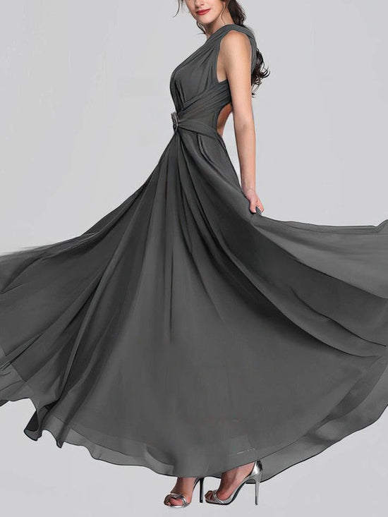 A-line One Shoulder Chiffon Ankle-length Bridesmaid Dress With Sashes / Ribbons