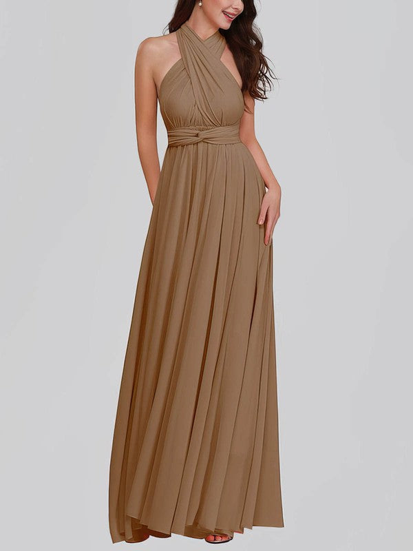 A-line V-neck Chiffon Floor-length Bridesmaid Dresses With Sashes & Ribbons