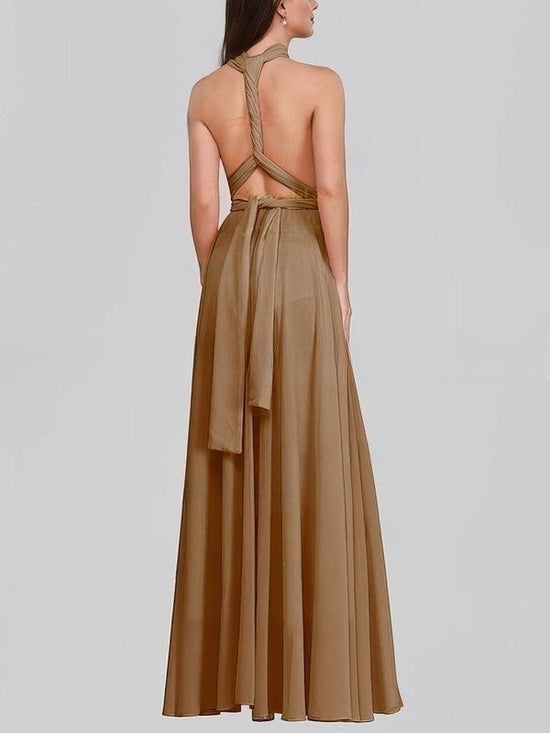 A-line V-neck Chiffon Floor-length Bridesmaid Dresses With Sashes & Ribbons