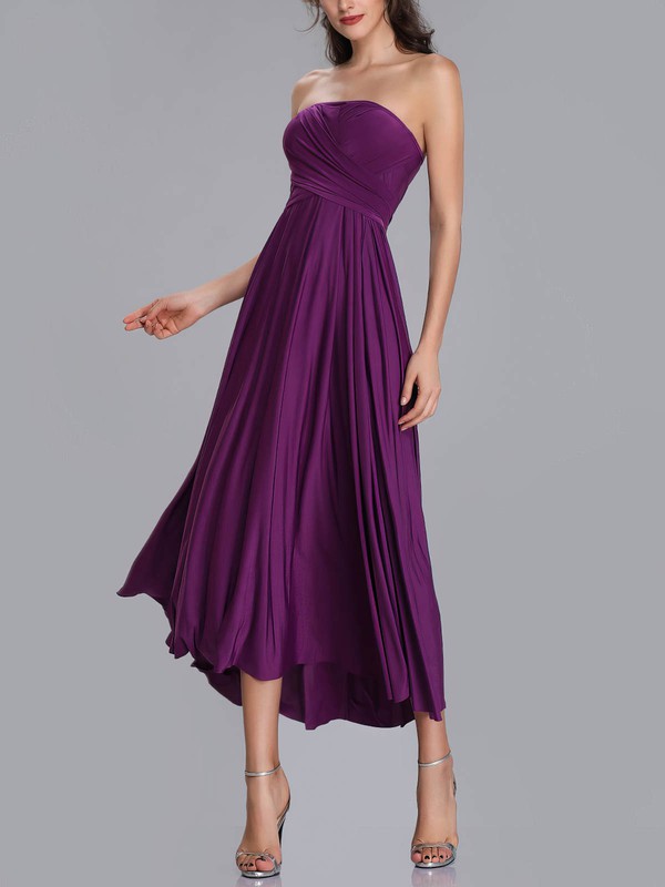 A-Line Straight Jersey Tea-Length Bridesmaid Dresses